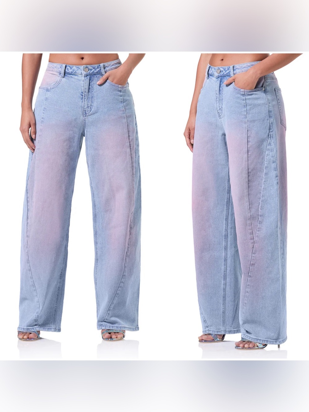 AFRM Archer Blue Pink High Waist Barrel Leg Cotton Jeans Size 29